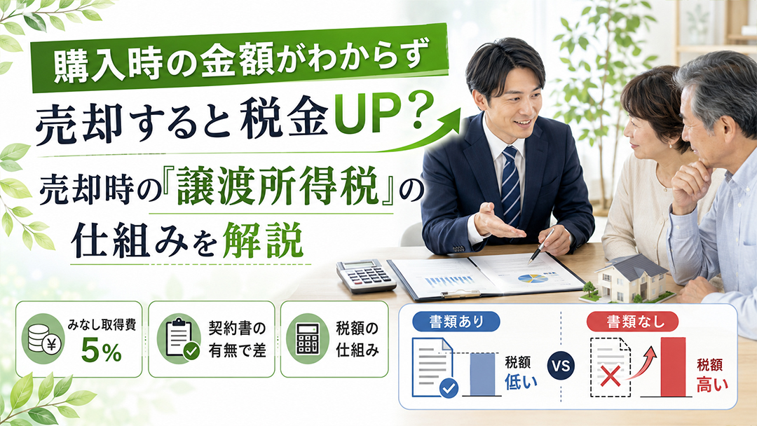購入時の金額がわからず売却すると税金UP？売却時の「譲渡所得税」の仕組みを解説